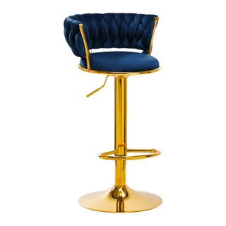 4Rico Sgabello Da Bar Qs-B313A Velluto Blu Navy