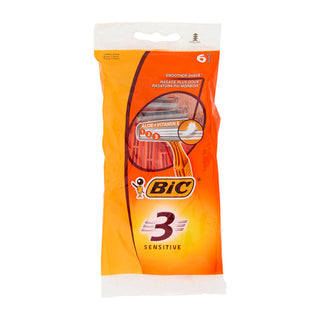 Bic 3 Sensitive Rasoi 3 Lame Usa E Getta Da Uomo, 6 Pezzi 1 unità