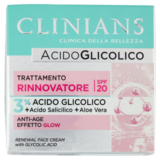 Clinians Acidoglicolico Trattamento Rinnovatore Spf 20 - Crema Viso Anti-età 50 ml