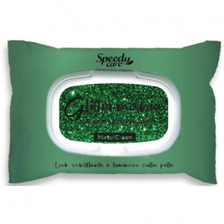 Speedy Care 15 Salviette Glitter Mania Metal Green Rinfrescanti
