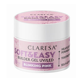 Claresa Gel de construction rose clignotant Soft&Easy 12 g