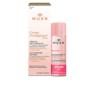 Nuxe Creme Prodigieuse Boost Multi Correction gel crema + Very Rose 3-in-1 Soothing acqua micellare 40 ml + 40 ml