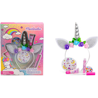 Martinelia Little Unicorn Beauty Set: Unicorn Hair Band - 2 lucidalabbra - 1 lucidalabbra Pot - Stickers - Gem Stickers 1 unità