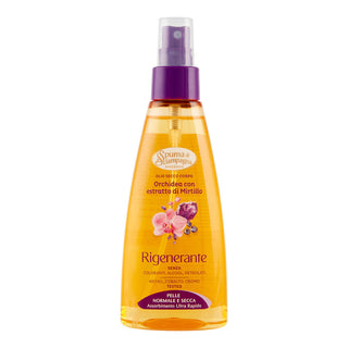 Spuma di sciampagna Benessere Rigenerante Olio Secco Corpo Orchidea Con Estratto Di Mirtillo 150 ml
