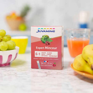 Juvamine Expert Minceur 6 in 1, dimagrante e disintossicante, bastoncini in polvere, 14 pz, 46,5 g