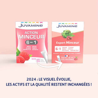 Juvamine Expert Minceur 6 in 1, dimagrante e disintossicante, bastoncini in polvere, 14 pz, 46,5 g