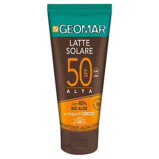 Geomar Latte Solare Spf 50 Con Bio Aloe E Acqua Di Cocco Resistente All'acqua 100 ml