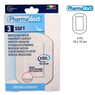 Pharmadoct Cerotti Delicati Tnt Alta Protezione 3 Pezzi 10 X 15 Cm