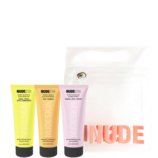 Εσπεριδοειδή 3 βημάτων Renew Σειρά NudestixLemon-Aid Detox & Glow Λοσιόν απολέπισης κατά της θαμπής επιδερμίδας χωρίς parabens 20ml + Ενυδατική μάσκα προσώπου Nudeskin Citrus-C 20ml + Βάλσαμο καθαρισμού προσώπου Nudeskin Citrus 20ml