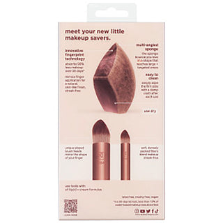 Real Techniques Trio di pennelli e spugna Makeupsaver — Kit pennelli trucco