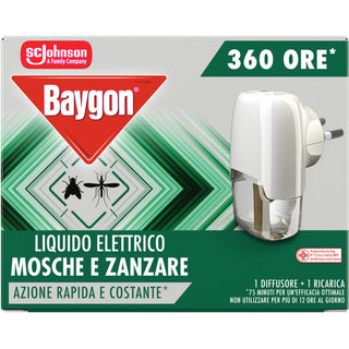 Baygon Liquido Elettrico Diffusore + Ricarica Mosche E Zanzare 360 Ore 1 unità