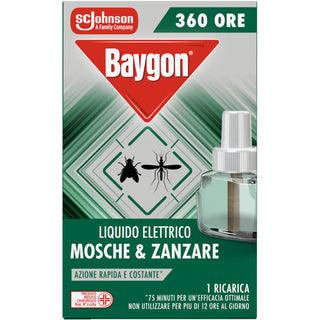 Baygon Liquido Elettrico Ricarica Mosche Zanzare 360 Ore 31 Ml 1 unità