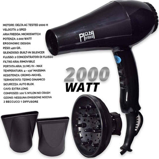 Accessori Phon hybrid nylon professionale 2000w + diffusore illusione