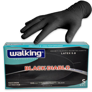 Walking Guanti Latex 5.8 Black Diablo Tg. S 100 pezzi — Guanti monouso
