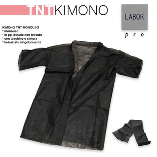 Labor Monouso kimono tnt nero deluxe 10 pezzi