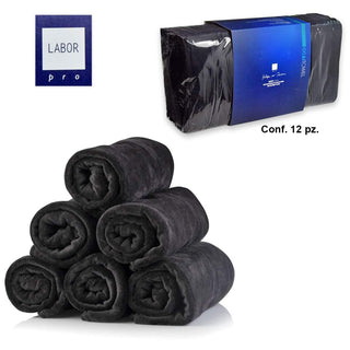 Accessori Asciugamano microfibra nero 45 x 85 cm confezione 12 pezzi