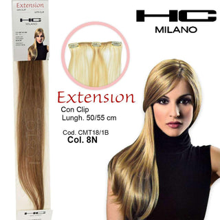 Hc Milano Extension 3 Clip No Remy Largh.14-16Cm Lungh.50Cm Col.8N Biondo Scuro 6