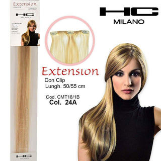 Hc Milano Extension 3 Clip No Remy Largh.14-16Cm Lungh.50Cm Col.24A Biondo Ultra Chiaro Perla 11,2