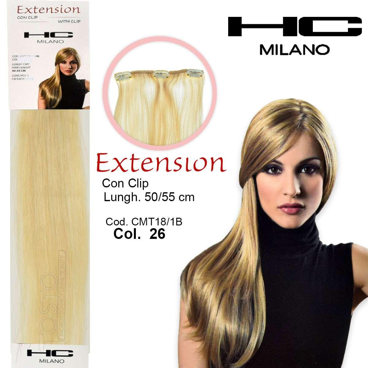 HC Milano Extension 3 Clip No Remy 50 cm 26 Biondo Ultrachiaro — Extension Capelli
