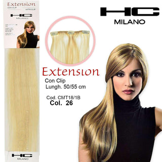 Hc Milano Extension 3 Clip No Remy Largh.14-16Cm Lungh.50Cm Col.26 Biondo Ultrachiaro 11,0