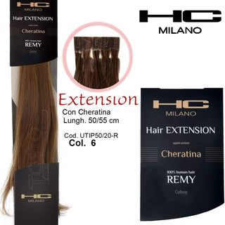 Hc Milano Extension Cheratina Remy 50/55 Cm 20 Pezzi Col.6 Biondo Scuro
