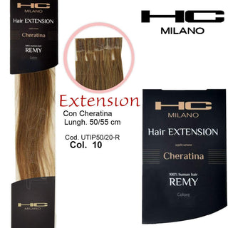 Hc Milano Extension Cheratina Remy 50/55 Cm 20 Pezzi Col.10 Biondo Chiarissimo