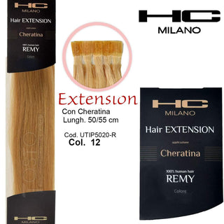 Hc Milano Extension Cheratina Remy 50/55 Cm 20 Pezzi Col.12 Beige 9.013