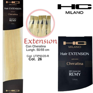 Hc Milano Extension Cheratina Remy 50/55 Cm 20 Pezzi Col.26 Biondo Ultrachiaro 11,0