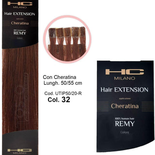 Hc Milano Extension Cheratina Remy 50/55 Cm 20 Pezzi Col.32 Cioccolato 5,06