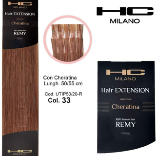 Hc Milano Extension Cheratina Remy 50/55 Cm 20 Pezzi Col.33 Biondo Rame 7,4