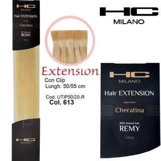 Hc Milano Extension Cheratina Remy 50/55 Cm 20 Pezzi Col.613 Biondo Extra Chiaro 10,0