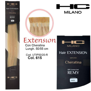 Hc Milano Extension Cheratina Remy 50/55 Cm 20 Pezzi Col.615Biondo Chiarissimo 9,0