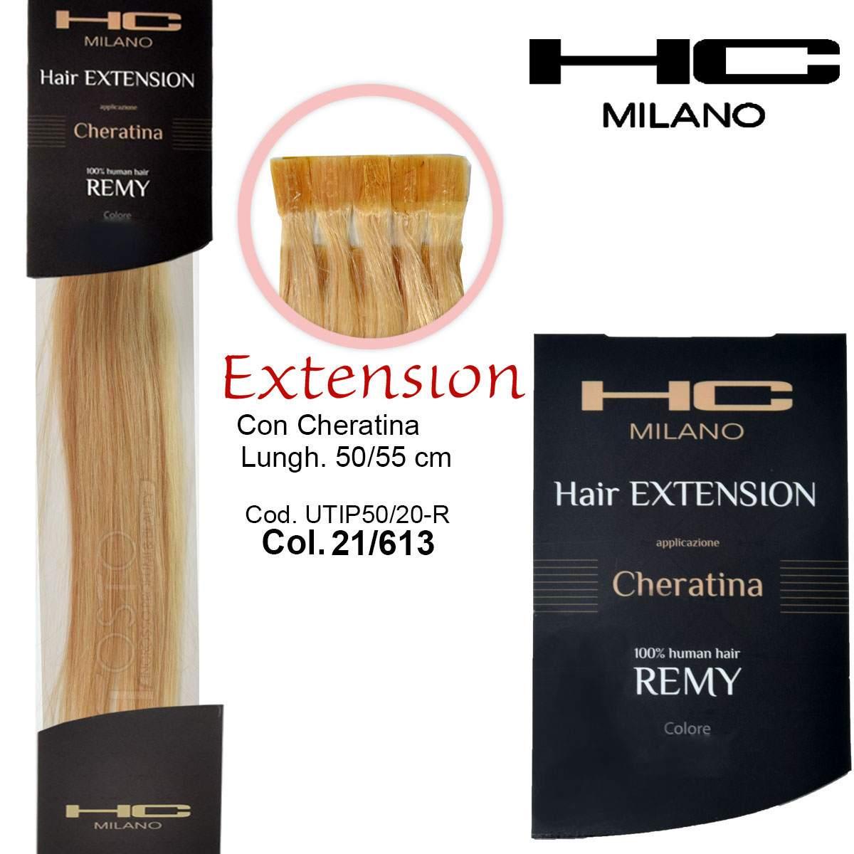 HC Milano Extension Cheratina Remy 50/55 cm Col. 21/613 Biondo Chiarissimo/Biondo Extra Chiaro 20 Pezzi — Extension Capelli
