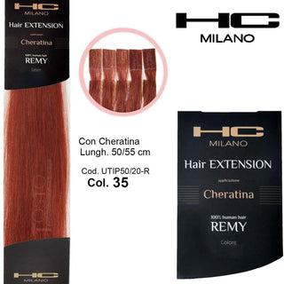 Hc Milano Extension Cheratina Remy 50/55 Cm 20 Pezzi Col.35 Rosso Rubino 6,66