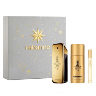 Set Paco Rabanne: 1 Million, Eau De Toilette, Per Uomo, 100 ml + 1 Million, Eau De Toilette, Per Uomo, 10 ml + 1 Million, Deodorante Stick, Per Uomo, 75 ml