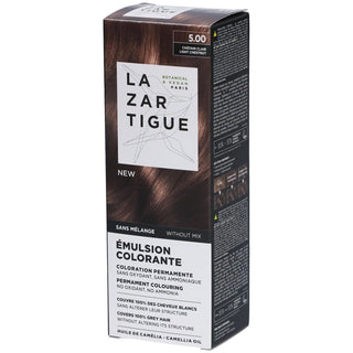 Lazartigue Emulsione Colorante, Tintura Permanente Per Capelli, 5.00 Castano Chiaro, 60 ml