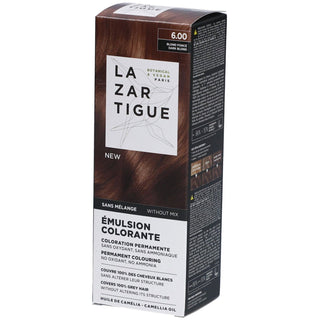 Lazartigue Emulsione Colorante, Tintura Permanente Per Capelli, 6.00 Biondo Scuro, 60 ml
