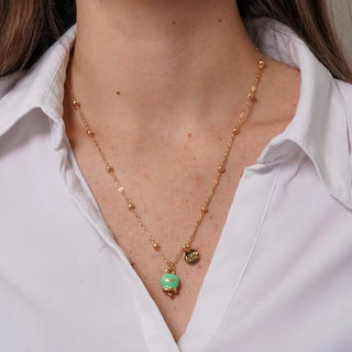 Mummy bell Collana Decente Con Campanella Verde Per Maternità Fiore Kvzm18 — Collana