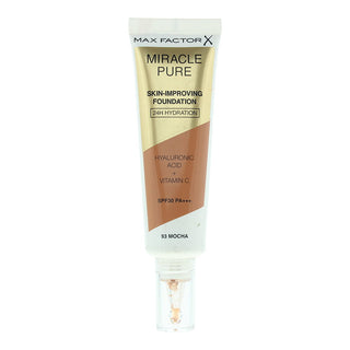 Max Factor Miracle Pure, fondotinta liquido e siero 2-in-1, Mocha, 93, SPF30, 30 ml