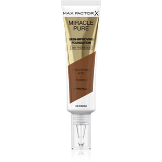 Max Factor Miracle Pure Acido Ialuronico Radiant Fondotinta Liquido e Siero 2 in 1 Cacao 100 SPF 30 30 ml