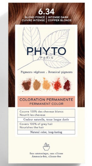 Phyto Color Kit Colorazione, Tintura Permanente Per Capelli, 6.34 Biondo Rame Scuro Intenso, 1 pz