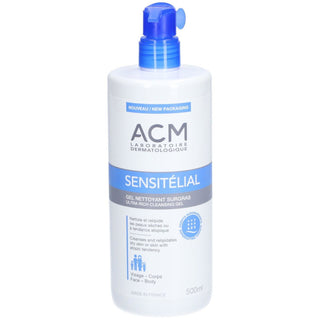 Laboratoire acm Sensitelial, detergente, gel doccia, pelle sensibile da molto secca a potenzialmente atopica, 500 ml