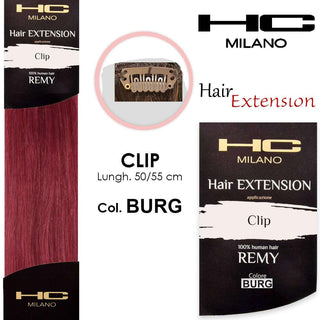 Hc Milano Extension 3 Clip Remy Largh.14-16Cm Lungh.50Cm Col.Burgundy