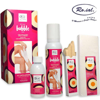 Roial Kit cera depilatoria spray a freddo bubble wax burro di karite' pelli normali
