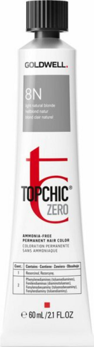 Goldwell TopChic Zero, Tintura Permanente Per Capelli Senza Ammoniaca, Biondo Chiaro 8N, 60 ml