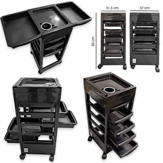 Labor pro carrello nery per parruchiere 5 scomparti nero