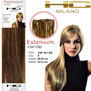 Hc Milano Extension 3 Clip Remy Largh.14-16Cm Lungh.50/55 Cm Col.8 Beige Chiaro 8,013