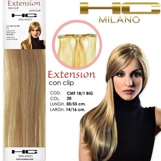 Hc Milano Extension 3 Clip Remy Largh.14-16Cm Lungh.50Cm Col.20 Biondo Ec 7.00