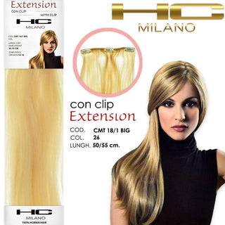 Hc Milano Extension 3 Clip Remy Largh.14-16Cm Lungh.50Cm Col.26 Biondo Ultra Chiarissimo 11,0