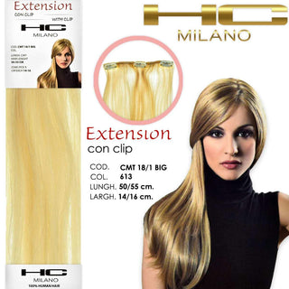 Hc Milano Extension 3 Clip Remy Largh.14-16Cm Lungh.50Cm Col.613 Biondo Extra Chiaro 10.0